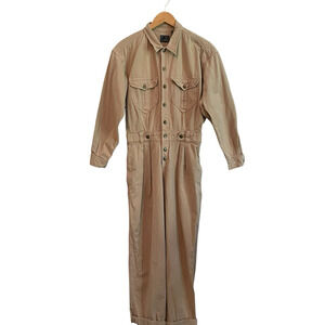 VINTAGE Liz Clairbone Safari Jumpsuit Womens Size 12P Boiler Suit Flight 80s